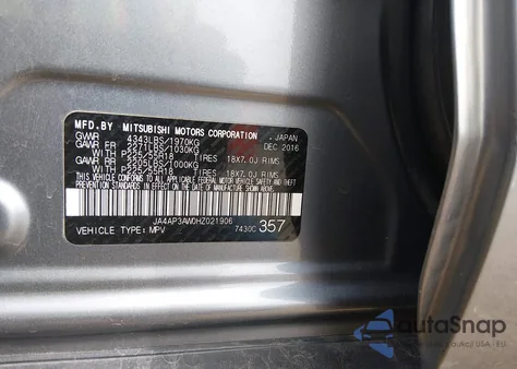 2017 Mitsubishi Outlander Sport 2.4 Se z USA, uszkodzony, nr VIN JA4AP3AW0HZ021906